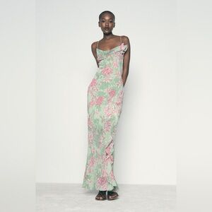 ZARA floral print slip midi dress size medium